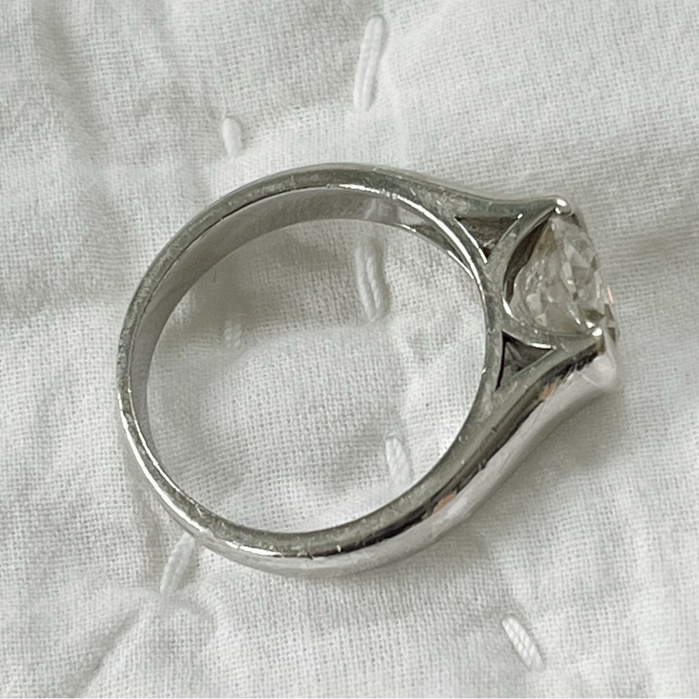 Solitaire Moissanite Half Bezel Set Sterling Silv… - image 5